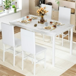 ROZHOME Modern 5 Piece Dinette Dining Room Sets Round Glass Table with 3 Chrome Legs and 4 Green Velvet Chairs Walmart