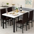 thumbnail image 1 of AWQM 5 Piece Dining Table Set, Modern Faux Marble Tabletop and 4 PU Leather Upholstered Chairs, Rectangle Kitchen Table and Chairs for 4 Persons, Small Dining Set for Bar Dining Room Breakfast Nook, 1 of 9