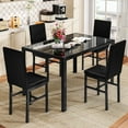 thumbnail image 1 of AWQM 5-Piece Glass 4 PU Leather Chairs Dining Table Set, Black, 1 of 9