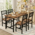 thumbnail image 1 of AWQM 5 Piece Kitchen Table and Chairs Set, Dining Table Set for 4, Dining Table Set with Metal Frame, Industrial Table for Kitchen, Dining Room, Restaurant, Rustic Brown, 1 of 6