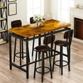 thumbnail image 1 of AWQM Bar Table Set, Industrial Counter Height Pub Table with 4 Chairs, 5 Pieces Kitchen Dining Table Set, PU Upholstered Stools with Backrest, Rustic Brown, 1 of 7