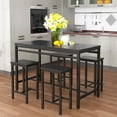 thumbnail image 1 of AWQM Dining Bar Table Set for 4, Modern Counter Height Table and 4 Bar Stools, 5 Piece Bar Table and Chairs Set for Small Spaces, Apartment, Pub, Dining Room, Kitchen, Black, 1 of 8