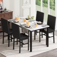 thumbnail image 1 of AWQM Dining Table Set for 4, Modern 5 Piece Dining Table Set, Faux Marble Kitchen Table and 4 Velvet Upholstered Chairs for Apartments, Dining Rooms, Small Spaces, White/Black, 1 of 10