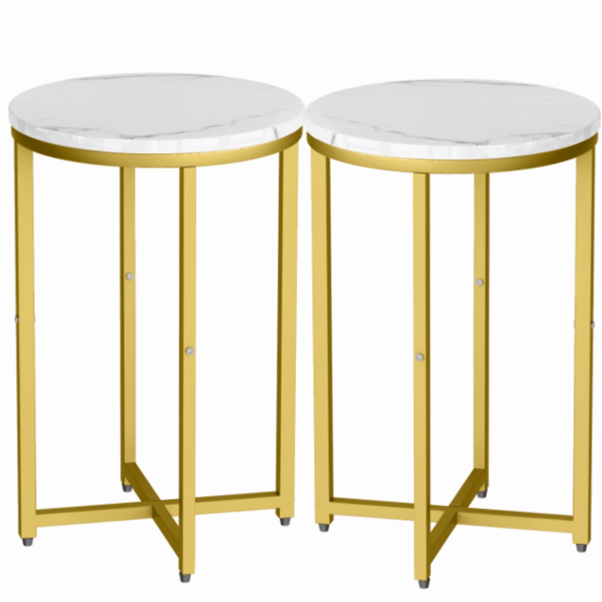 AWQM Indoor Contemporary Multifunction Metal Circle End Table, White and Gold (Set of 2) - Walmart.com
