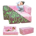 thumbnail image 1 of AWQM Kids Couch,Glow in The Dark Baby Modular Couch with Washable and Durable Plush Covers,Convertible Baby Fold Out Play Foam and Floor Cushion for Nursery Playroom, Pink+Clouds, 1 of 8