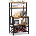 thumbnail image 1 of AWQM Kitchen Bakers Racks with Storage, 5-Tier Microwave Stand with Wine Rack, Freestanding kitchen storage Shelf, Walnut, 1 of 9