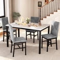 thumbnail image 1 of AWQM Kitchen Dining Set for 4 with Marble Dining Chairs and 4 Plush Upholstered Chairs for Apartments, Kitchens, Dining Rooms, Breakfast Corners and Small Spaces, 1 of 8