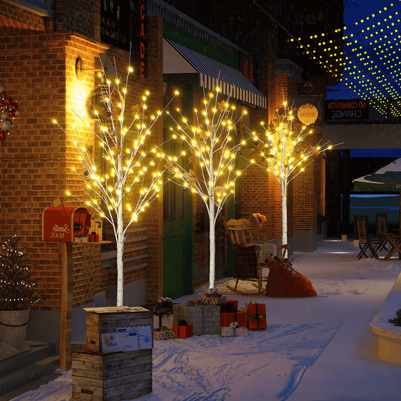 AWQM Lighted Birch Halloween Christmas Tree