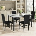 thumbnail image 1 of AWQM Marble Dining Table Set for 4, Gray Faux Marble Kitchen Table and Chairs Set, 5 Pieces Rectangle Dining Table with 4 Leather Dining Chairs, Dining Set for Small Space, Pub, Gray+Black, 1 of 6