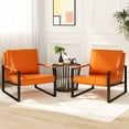 thumbnail image 1 of AWQM Modern PU Leather Accent Chair Set of 2, Modern Arm Chairs with Extra-Thick Padded Backrest, Leisure Cushion Sofa Chair with Metal Frame for Living Room Bedroom, Non-Slip Adsorption Feet, Orange, 1 of 7