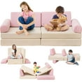 thumbnail image 1 of AWQM 8 Piece Modular Children's Play Sofa, Convertible Play Children's Sofa, Rebound Foam Sofa, Corduroy Fabric Toddler Sofa for Playroom/Bedroom, Children's Furniture,Pink, 1 of 10