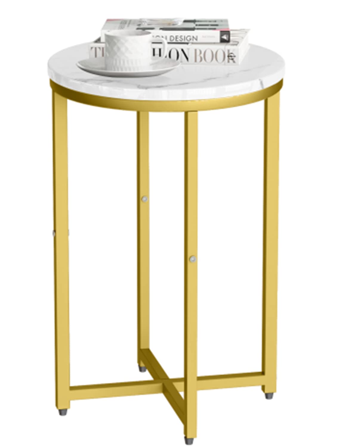 Elle Decor Lulu Modern Round Metal Accent End Table, Gold