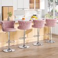 thumbnail image 1 of AWQM Swivel Bar Stool Set of 4, Velvet Upholstered Barstools , Adjustable Counter Height Barstools Kitchen Island Chairs, Bar Chairs Counter Stool with Back & Footrest, Pink, 1 of 6
