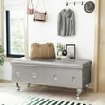 thumbnail image 1 of AWQM Upholstered Storage Ottoman, 37.4 Inch Storage Bench with Button Tufted and Safety Hinge, Flip Top Footrest Bench for Bedroom Living Room, Silver, 1 of 8