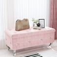 thumbnail image 1 of AWQM Upholstered Storage Ottoman Storage ottoman Bench End of Bed Bench with Button Tufted and Safety Hinge Pink, 1 of 8