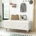 thumbnail image 1 of AWQM Velvet Upholstered Ottoman Bench with Storage, White, 1 of 8