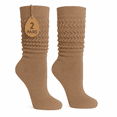 thumbnail image 1 of Women's Extra Long Slouch Socks Knee High Cotton Blend Pack of 2 Shoe Size 5-10 Retro 80s Style (Beige), 1 of 8