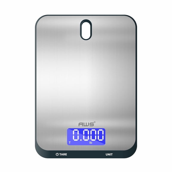 AWS Culinarian Digital Kitchen Cooking Baking Food Scale 22lb x 0.1oz | Stainless Steel with Tare, Touch Buttons, Water-Resistant Surface | Milk/Water mL Mode, Thin Design & Backlit Display