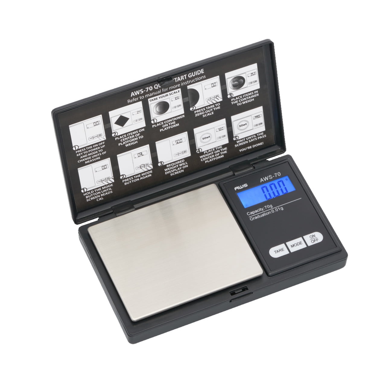 Gram Scale 220g / 0.01g, Digital Pocket Scale with 100g Calibration Weight,Mini Jewelry Scale, Kitchen Scale,6 Units Conversion, Tare & LCD Display, A
