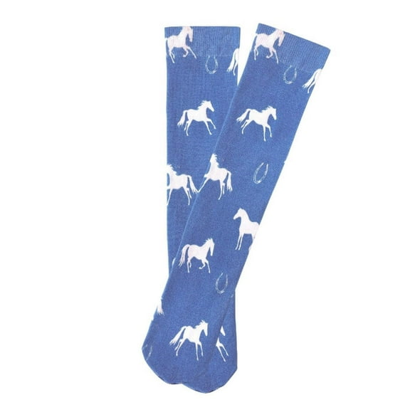 AWST Int'l Children's Lila Horses & Horseshoes Socks (Blue, Standard)