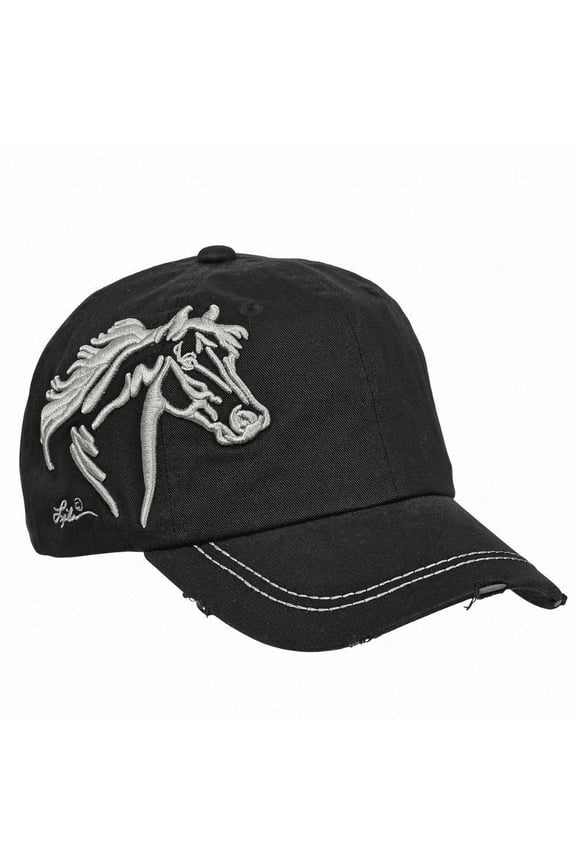 AWST Int'l Lila 3D Horse Head Cap- Distressed Black