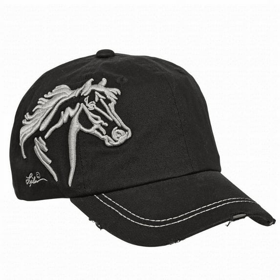 AWST Int'l Lila 3D Horse Head Cap- Distressed Black