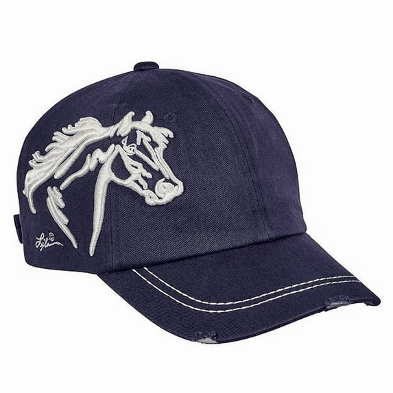AWST Int'l Lila 3D Horse Head Cap- Distressed Navy
