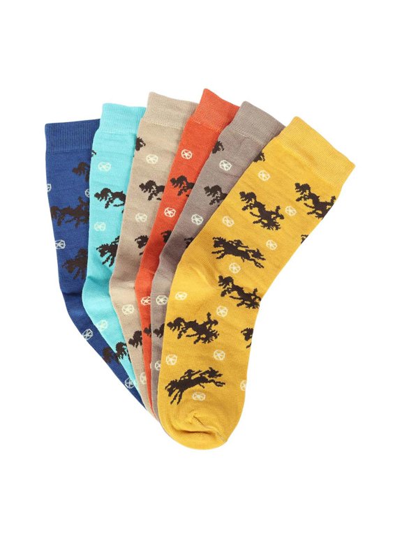 AWST Int'l Lila Bucking Horses Socks 6-pack