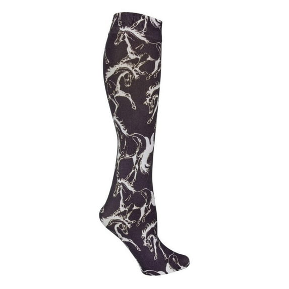 AWST Int'l Lila Linear Horse Socks- Black