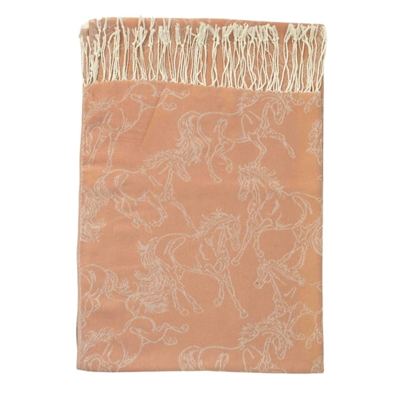 AWST Int'l Lila Linear Horses Pashmina Scarf-Mocha
