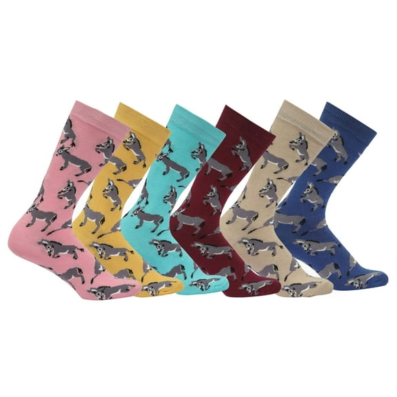 AWST Int'l Playful Donkeys Socks 6 pack-Assorted Colour