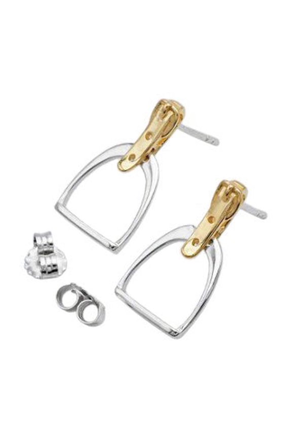 AWST Int'l Two-Tone English Stirrup Earrings
