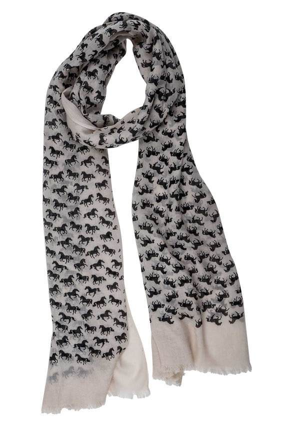AWST Lila Horse Silhouettes Scarf Tan