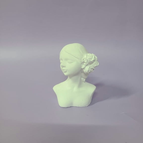 AWTGTT Works Of Art Of Plaster, Mini Flower Girl Head Sculpture, Resin Plaster Art Figurine for Desk Shelf Office Home Decor