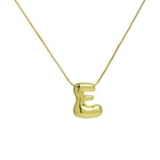 AWXNJUX Bubble Letter Necklace Golden Initial Necklace for Women Girls Gold Charm Necklace Letter Necklaces Personalized Jewelry Gift (E,One Size)