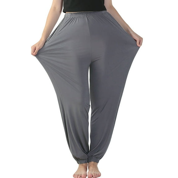 AWXNJUX Capri Pants for Women Women Stretchy Plus Size Pants Solid Color Trouser Casual Loose Baggy With Pockets for Yoga Dance Sport Homewear Women's Casual Pants (Green,XXXXXXXL)