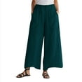 thumbnail image 1 of AWXNJUX Cargo Pants Women Women's Spring Summer Fashionable Cotton Linen Baggy Wide Legged Pocket Casual Pants Trousers Womans Pants Womens Casual Pants Beach Pants for Women (Green,XL), 1 of 5