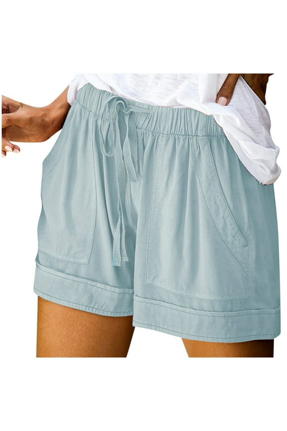 Cargo Shorts Women Splice Comfy Waist Pants Shorts Loose Elastic Pocketed Womens Casual Drawstring Pants Dressy Shorts for Women High Waisted Shorts (Gray,XXXL)