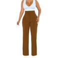 thumbnail image 1 of AWXNJUX Casual Pants for Women Women Stretchy Straight Leg Pants Comfy Solid Classic High Waisted Wide Leg Long Pant Slacks Work Office Pants Womens Women's Pants (Coffee,M), 1 of 5