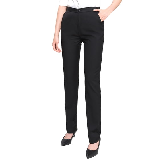 AWXNJUX Casual Pants for Women Women's Work Straight High Waist Chinos Button Down Straight Long Trousers Pants Pants Suit Pants Work Pants Women Pants Women's Casual Pants (Black,XXL)