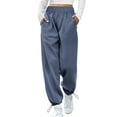 thumbnail image 1 of AWXNJUX Fashion Wide Leg For Women Fashion Baggy Sweatpants High Waisted Joggers Pants Athletic Trousers With Pockets Drawstring Track Pants (Dark Blue,L), 1 of 6