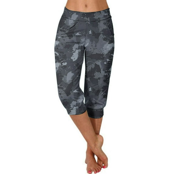 AWXNJUX Flowy Pants for Women Capri Leggings for Women 2024 High Waisted Cutout Yoga Capris Lightweight Cozy Cropped Pants Solid Soft Pajams Pants Wide Leg Pants Woman's Pants (Dark Gray,XXXL)