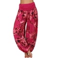 thumbnail image 1 of AWXNJUX Flowy Pants for Women Women's Hippie High Waist Loose Casual Wide Leg Plus Size Women's Trousers Harem Pants Womens Pants Flowy Pants Woman's Pants (Red,S), 1 of 4