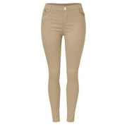 AWXNJUX Jeans for Women Girls's Smart Jeans Fancy Stretchy Five Pocket Jeggings Pull On Pants Cute and Comfy Bell Bottom Jeans for Women Women's Jeans Jeans Woman(Khaki,XXXL)