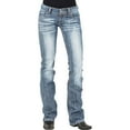 thumbnail image 1 of AWXNJUX Jeans for Women Trendy Women Mid Waisted Denim Jeans Embroidery Stretch Button Straight Pants Jeans Plus Size Jeans Jeans Womens (Light Blue,S), 1 of 4