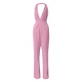 thumbnail image 1 of AWXNJUX Jumpers for Women Casual Solid Color Jumpsuit Straight Pants Simple and Exquisite Design (Pink,L), 1 of 3