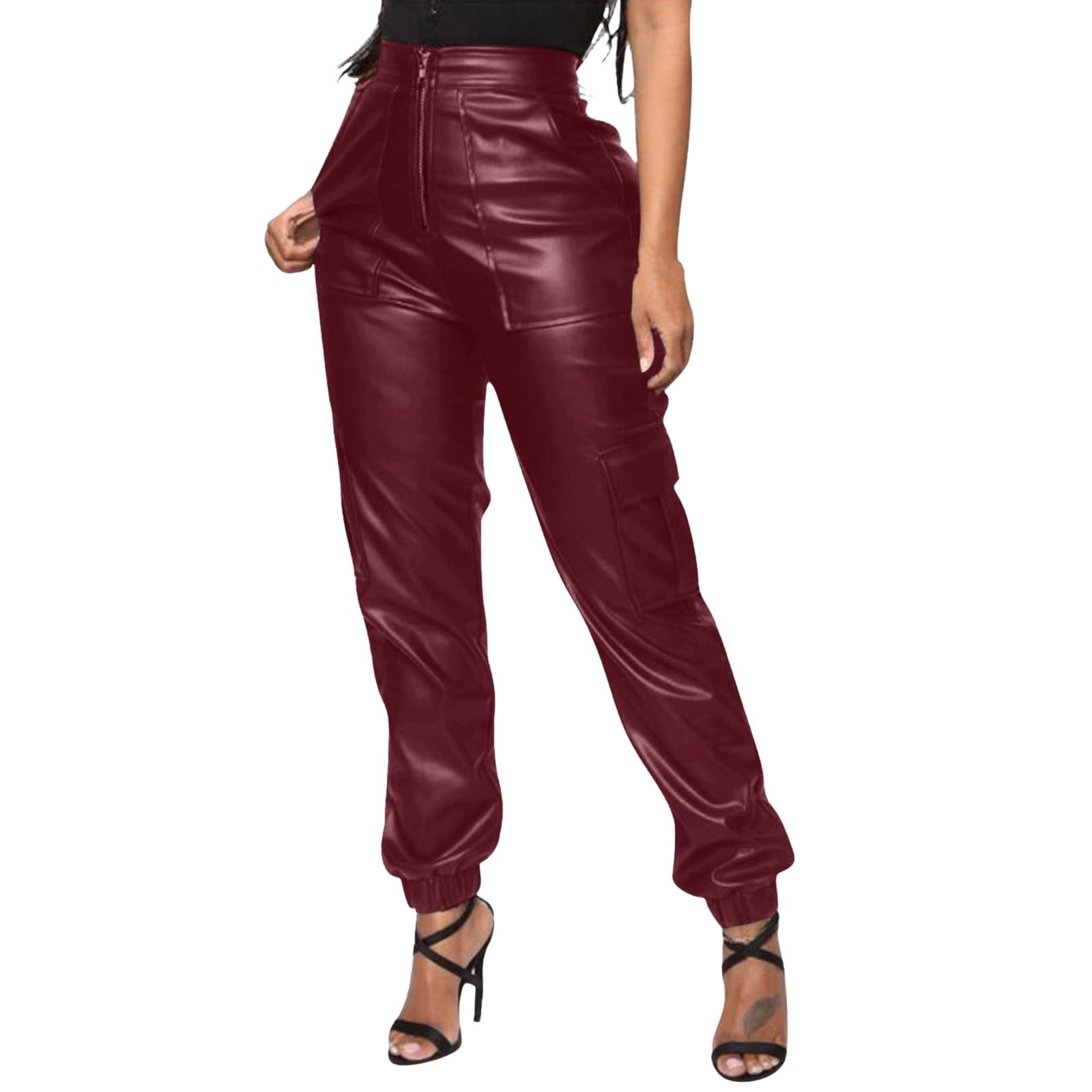 Women's Red Leather leggings pants