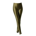 thumbnail image 1 of AWXNJUX Leggings Glossy Casual High Waisted Elastic Yoga Pants for Women Wearing Slim Fitting 9 Point Candy Colored Leggings Dressy Leggings for Women (Green,One Size), 1 of 4