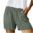 thumbnail image 1 of AWXNJUX Linen Pants Women Women's Spring Summer Solid Cotton Li Nen Shorts With Split Pocket Casual Pants Womens Pants Casual Pants Beach Pants for Women (Army Green,L), 1 of 4