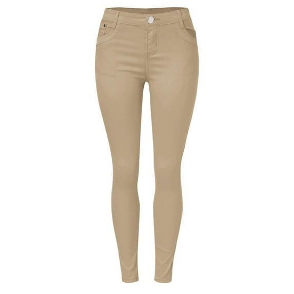 AWXNJUX Pants for Women Girls's Smart Jeans Fancy Stretchy Five Pocket Jeggings Pull On Pants Cute and Comfy Low Rise Jeans for Woman High Waisted Jeans Women Jeans High Waisted(Khaki,XXL)